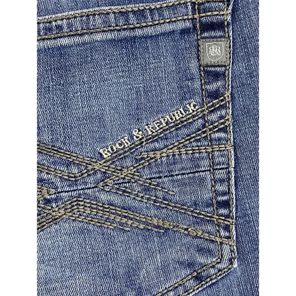 Rock‎ Republic Straight Leg Blue Wash Denim Jeans Mens Size 36x30