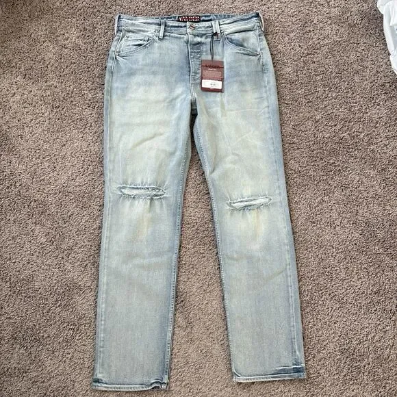 VAYDER Straight Jeans Mens 34 V0036535 0011 Five-Pocket Zip Fly Button Closure