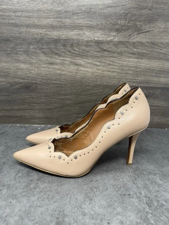 Coach Waverly Pumps Heels Shoes Womens Size 9pink Nude Leather Pointed Toe