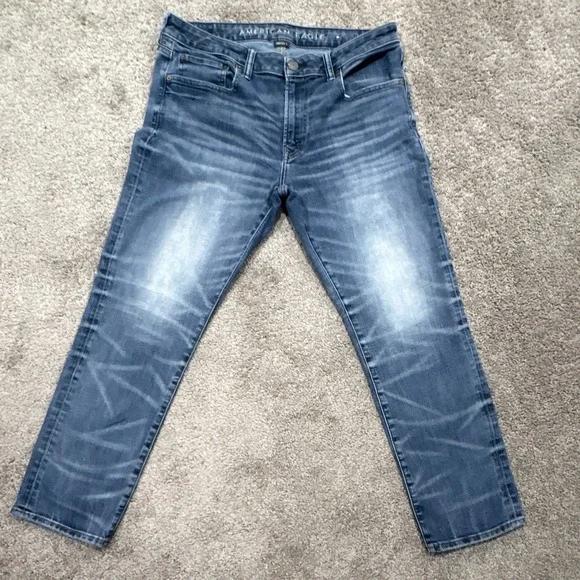 American Eagle Outfitters Slim Straight Airflex+ Blue Denim Jeans Medium Wash
