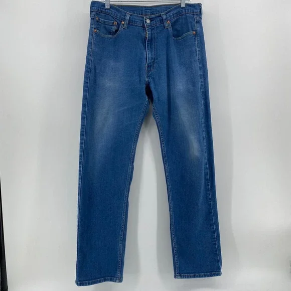 Levi's 505 Regular Fit Straight Leg Jeans Mens 36x34 Medium Wash Blue Denim