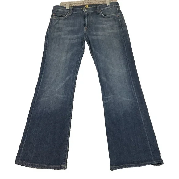 VTG Seven 7 For All Mankind Bootcut Western Rugged Jeans 32  x 26 Blue Dark Wash