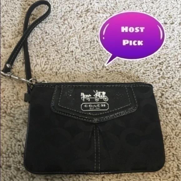 Coach Black OP Art signature wristlet