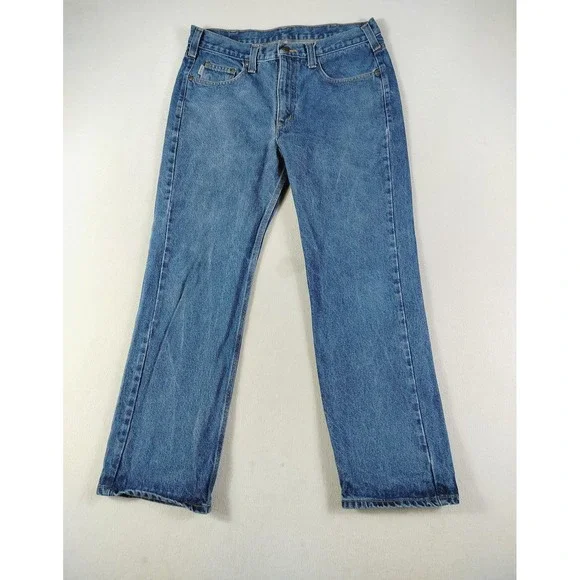 Carhartt Jeans Mens 36x30 Blue‎ Straight Leg Denim Workwear Classic B480-DVB
