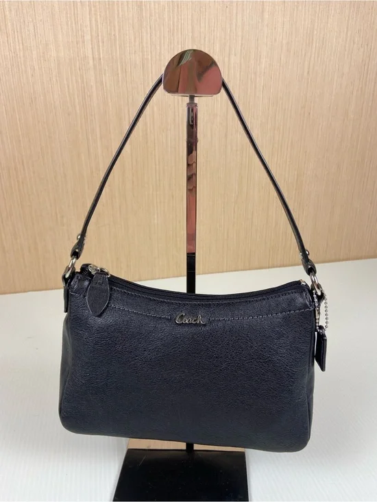 Coach Black Leather Mini Shoulder Bag Y2K Baguette Purse