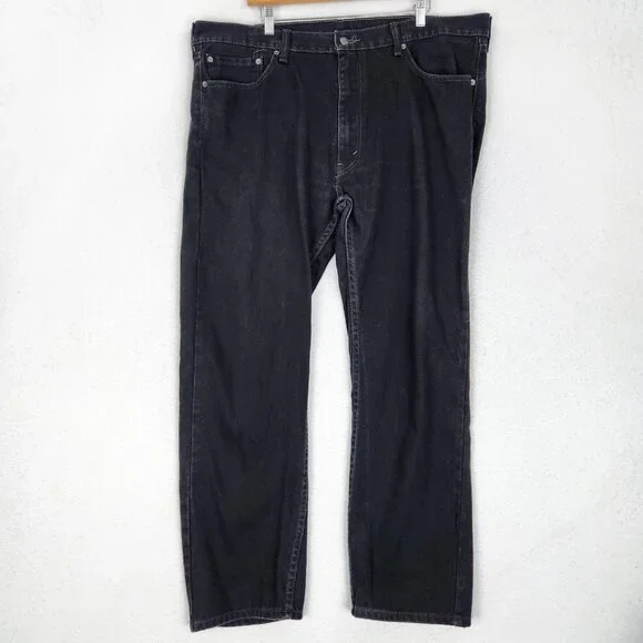 Levis Jeans Mens 40x30 Black 505 Straight Leg Denim Cotton Five Pocket Casual
