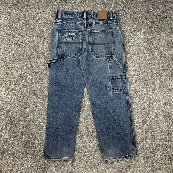 Vintage Y2K US Polo ASSN‎ Carpenter Jeans Mens 29x27 Blue Stone Wash Pocket Logo