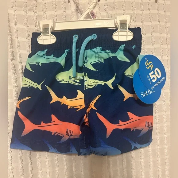 Solborne Kids‎ 24M Shark Print Swim Shorts