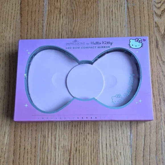 IMPRESSIONS Cute Hello Kitty LED Bow Shape Compact Makeup Mirror | Pink | NEW