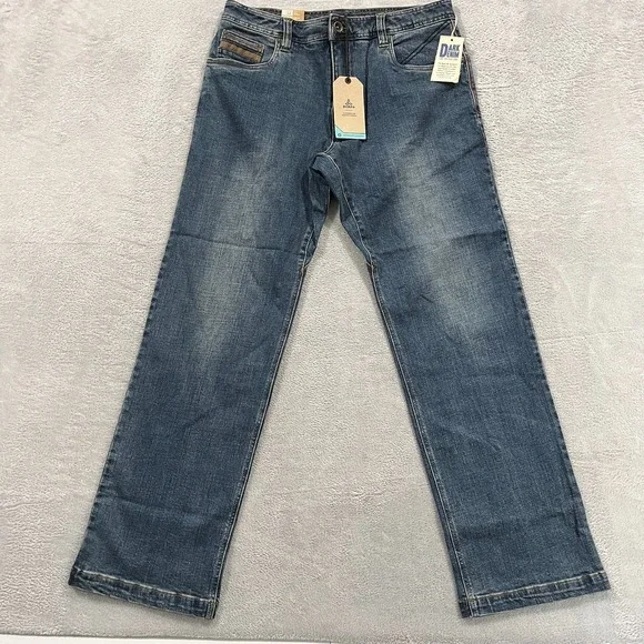 Prana Axiom Straight Leg Jeans Men 34x32 Denim Antique Stone Blue Cotton Y2K