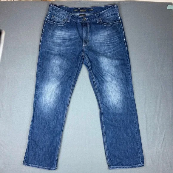 Helix Straight Leg Jeans Mens 38x32 Blue Medium Wash Contrast Stitch Cotton