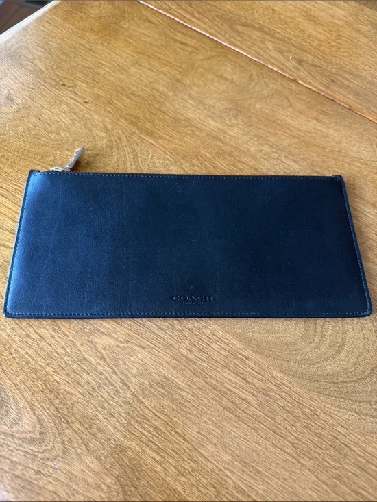 Coach Slim Leather Zip Clutch Bag