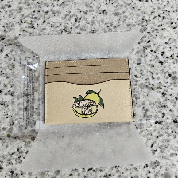 Coach Slim Id Card Case With Lemon Graphic