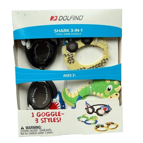 Dolfino Shark 3-in-1‎ Child Swim Goggles Dinosaur Monster Truck Ages 3+ NEW