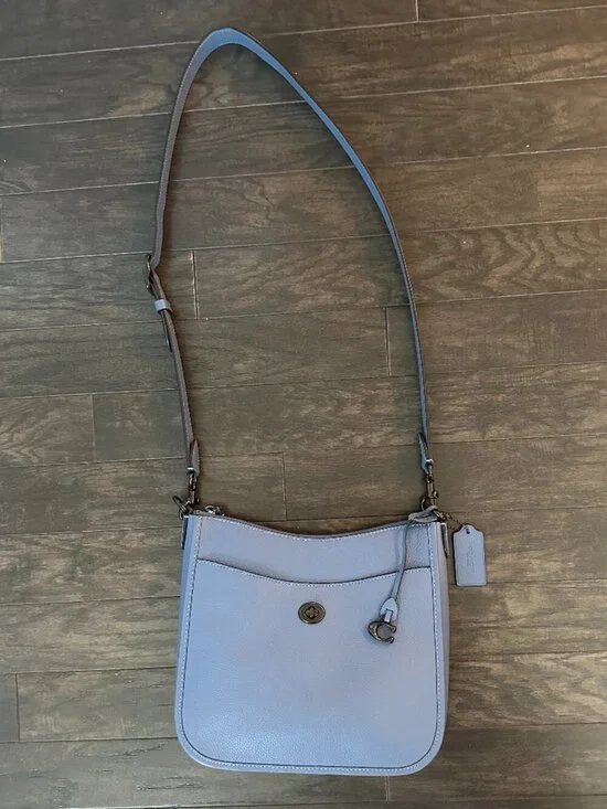 Coach Light Blue Pebbled Leather Chaise Crossbody Bag Style #B2279-C8483