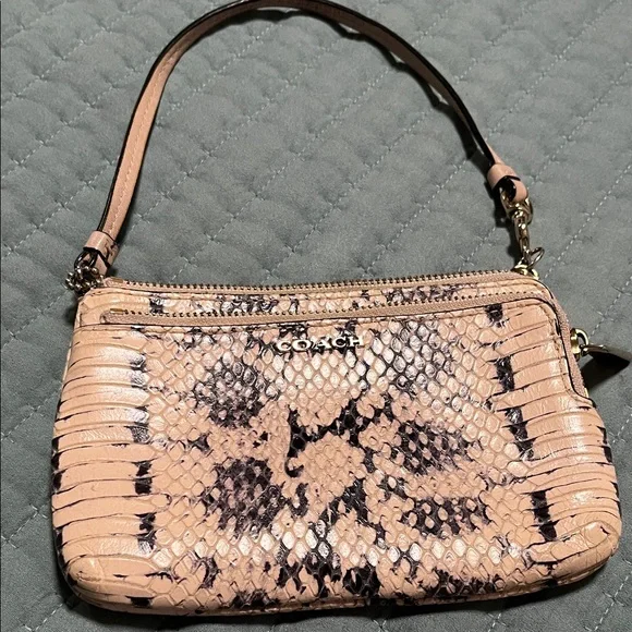 Coach Beige Snake Print small Clutch