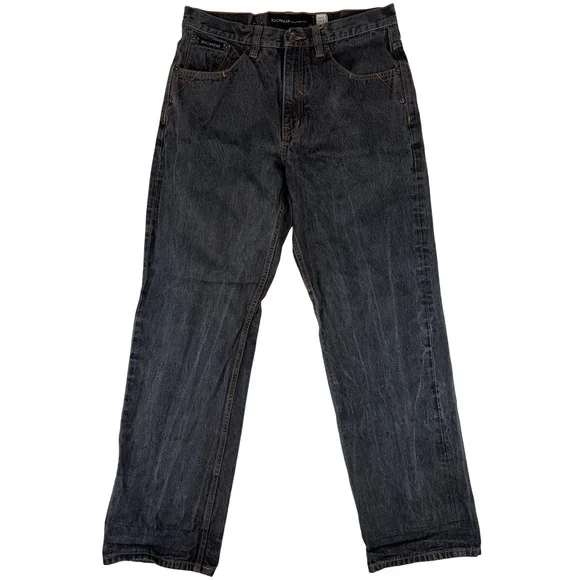Rocawear Original Fit Jeans Mens 34x32 Black Dark Wash Baggy Straight Denim