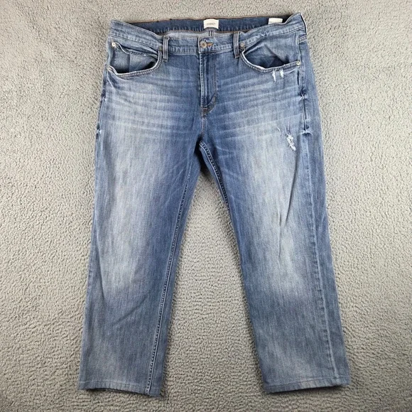 HUDSON‎ Jeans Mens 40 (38x27) Blue Byron 5 Pocket Straight Zip Fly Distressed