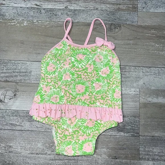 Lilly Pulitzer Toddler Girl One-Piece Swim Suit Lion Cub Print Size 18-24M