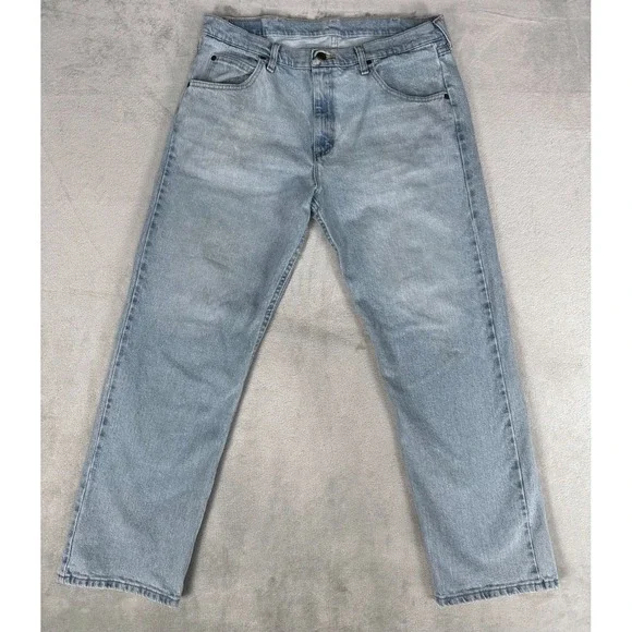Wrangler Premium Quality Jeans Men's 34x30 Light Wash Straight Leg Denim