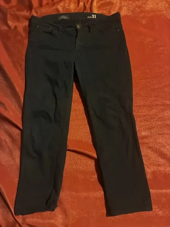 JCrew Jeans Mens 31 Toothpick Slim Skinny Black Stretch Denim Mid Rise Pants