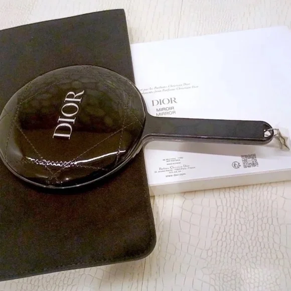 💋Brand New Black Dior Beauty Quilted Hand Mirror w/Protective Case NWT Dior