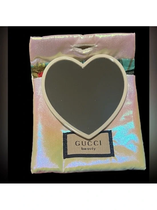 Gucci Beauty Cream Color Heart Mirror With Dust Bag