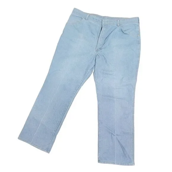 Wrangler Vintage Blue Jeans Light Wash Men's Stretch Classic Flex-Fit 42x30