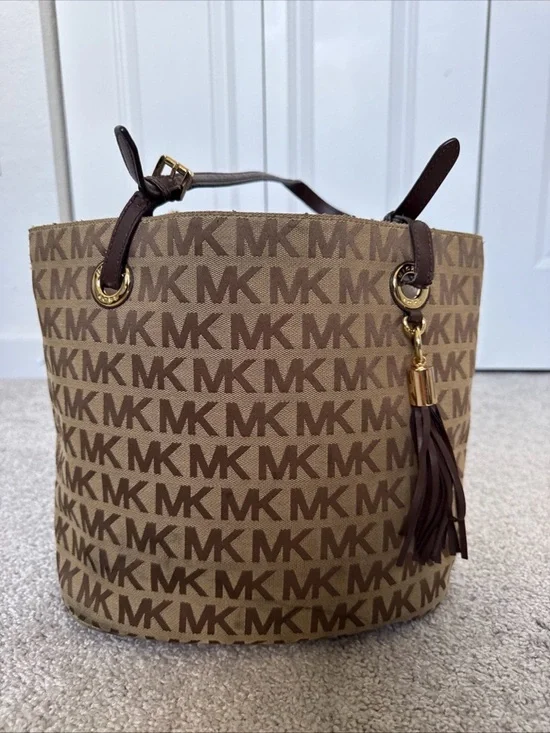 Michael Kors Signature Logo Tassel‎ Bag w/ Leather Straps