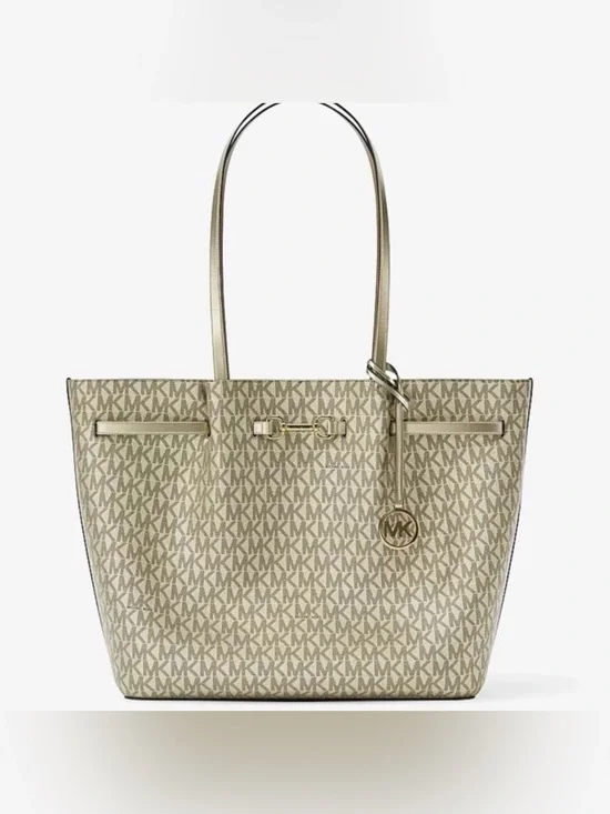 Michael Kors Gold MK Logo Tote with Gold Accents