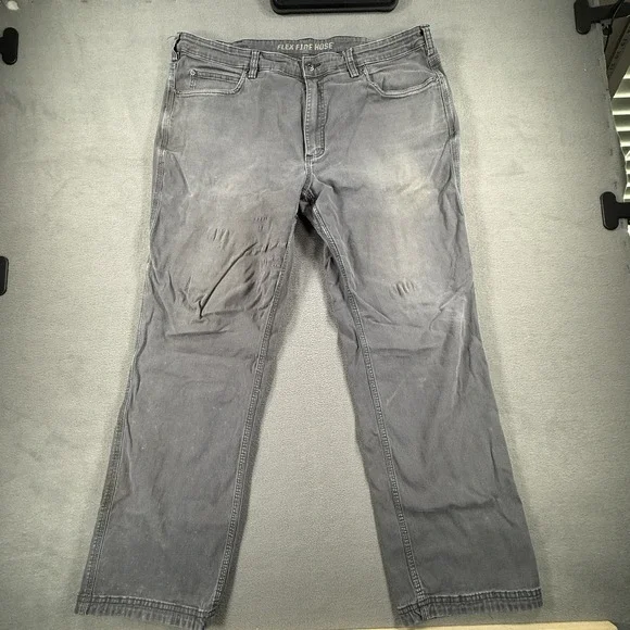 Duluth Trading Co 42x32 Gray Work Pants Flex Fire Hose 5 Pocket Stained