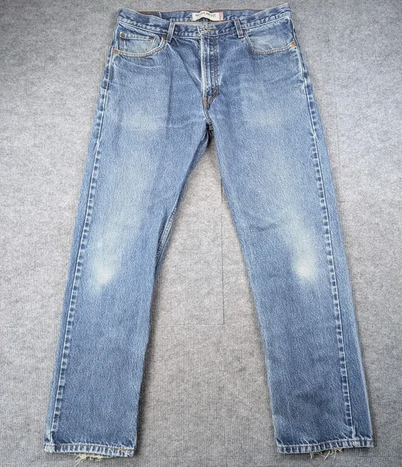 Levis 505 Jeans Mens 36x34 Regular Fit Cotton Denim 36x32 Actual Fade Distress