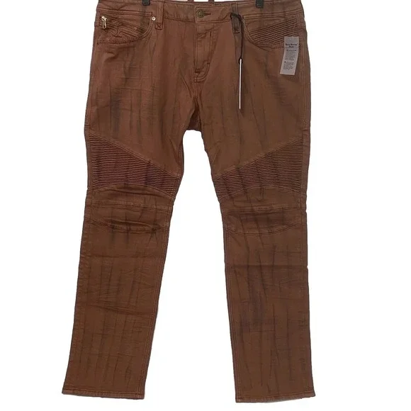 Rock Revival Ivan Jeans Slim Stretch Men Size 40x32 Orange Biker Grunge Pants