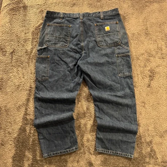 Carhartt Loose Fit Carpenter Jeans Mens 42x30 Dark Wash Blue Denim Work Pants
