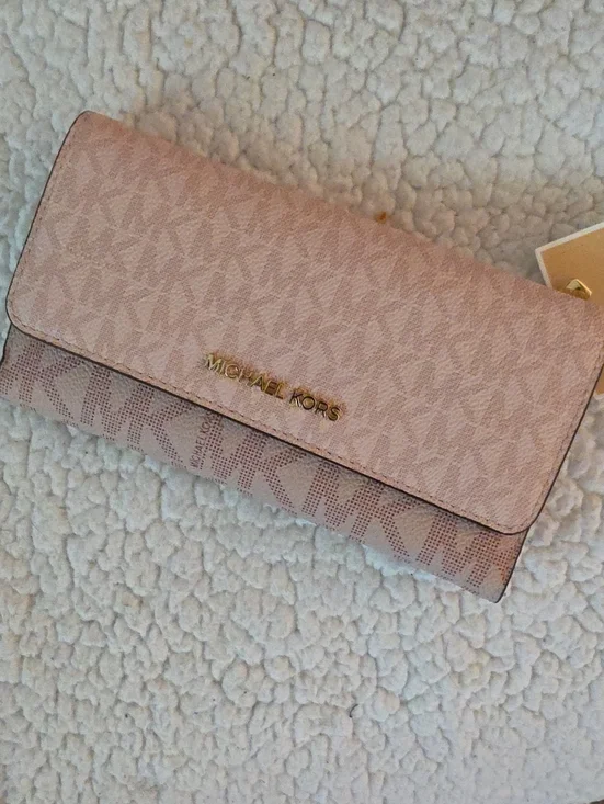 Michael Kors Blush Signature Continental Wallet with Gold Logo