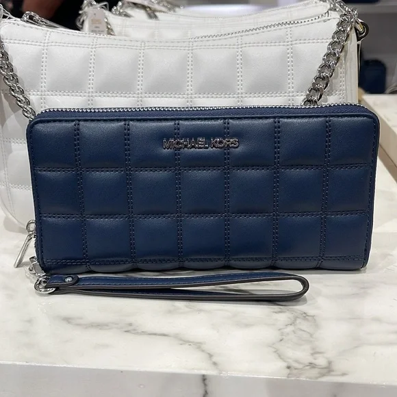 MICHAEL KORS Continental Wristlet Phone Case Wallet  Navy NWT