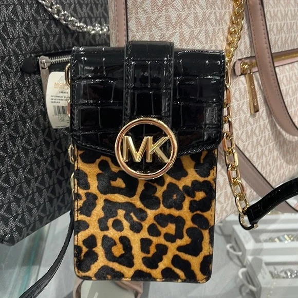 Michael Kors Carmen Small NS Phone XBODY HairCalf  Black Multi