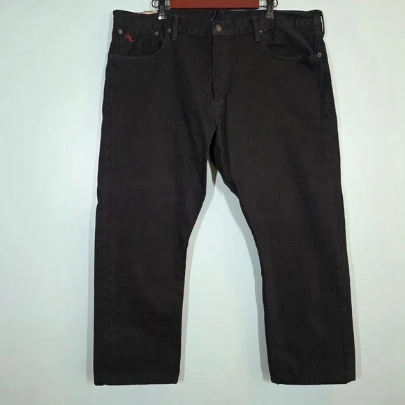 Polo Ralph Lauren Mens Hudson Black Straight‎ Leg Jeans 40x30 RSD40A-HAMP-STR-1