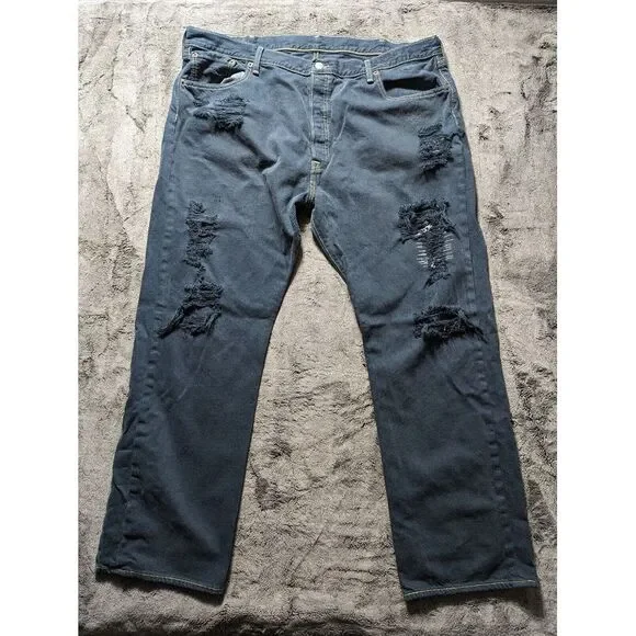 Levi's 501 Button Fly Distressed Jeans Men's Size 42x30 Blue