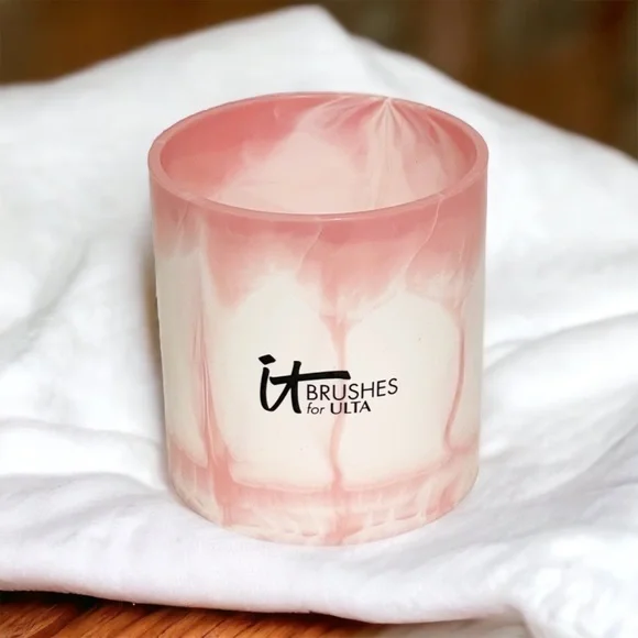 It Cosmetics for Ulta Pink Marble Plastic Makeup Brush Holder‎ Cup Vanity