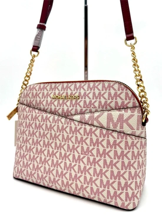 Michael Kors Medium Dome Jet Set Travel Xbody Bag Cherry Multi
