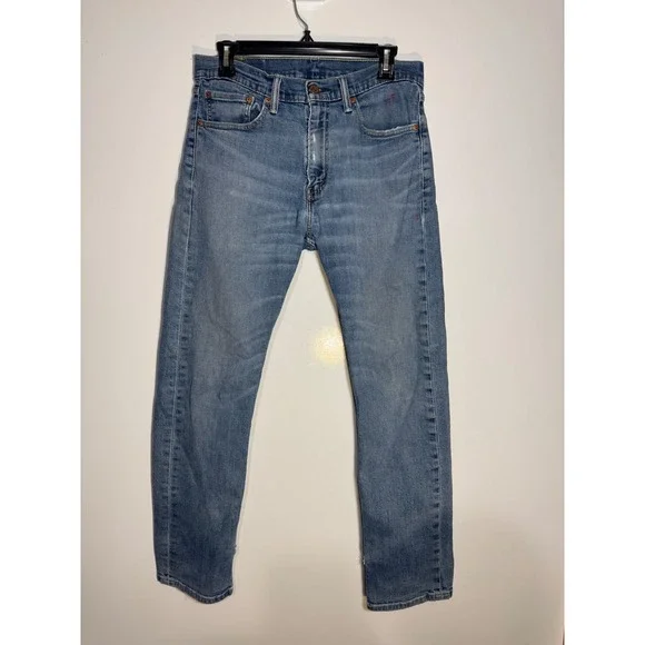 Levis 505 Regular Fit Distressed Blue Jeans Mens 32x30 Red Paint Splatter Mexico