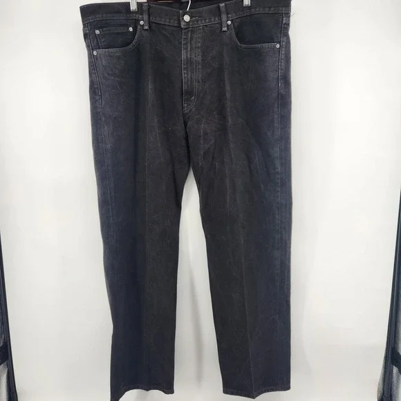 Levi Strauss & Co 505 Mens Jeans W42 L32 Black Wash Regular Fit Denim Pants