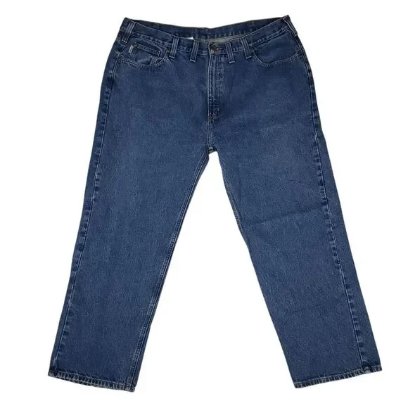 Carhartt Denim Blue‎ Jeans Mens Sz 44x30 B460 DVB Relaxed Fit Straight