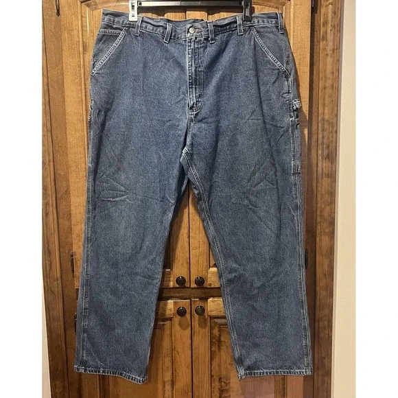 Carhartt Jeans Mens 44x32 Original Fit Carpenter‎ Baggy Medium Wash Denim Blue