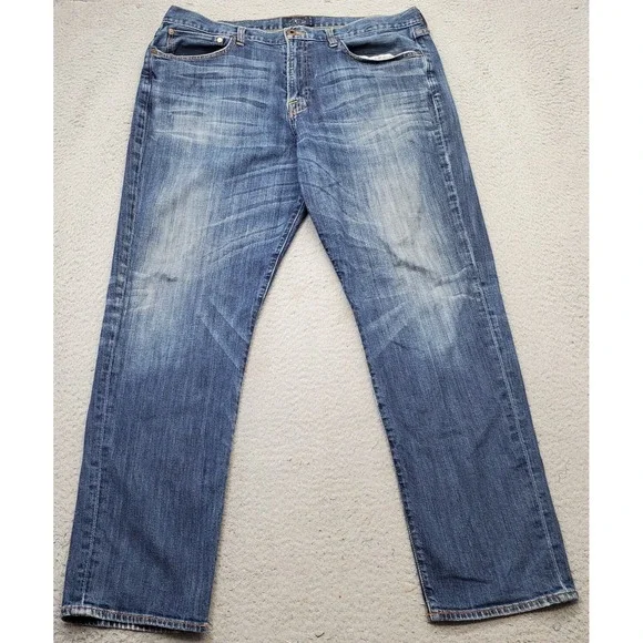Lucky Brand Straight Leg Jeans Mens 38/30 Blue Denim 121 Heritage Slim Whiskered