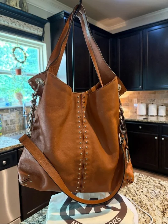 Michael Kors Tan Leather Shoulder Bag with Chain Strap