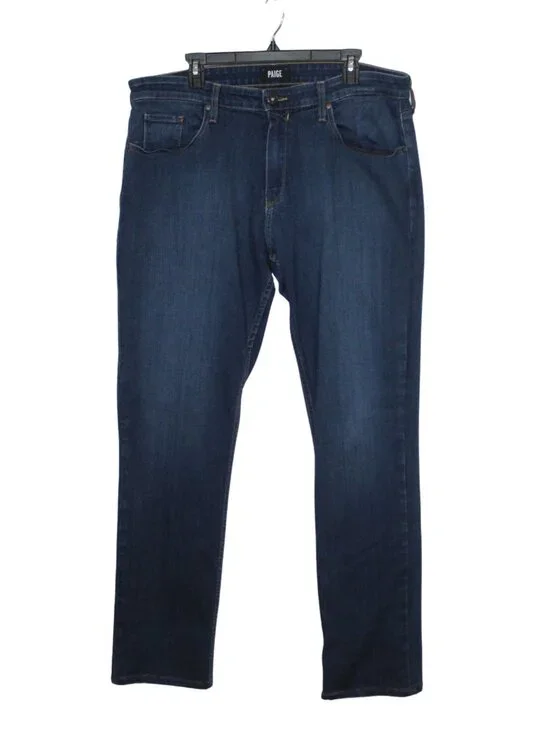 Paige federal dark wash straight leg stretchy jeans
