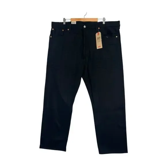 Levis 501 Original Jeans Mens 44x30 Black Straight Leg Button Fly Denim Classic