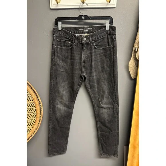 Banana‎ Republic Mens 31 x 32 Skinny Fit Jeans Black Gray Dark Wash Cotton Denim